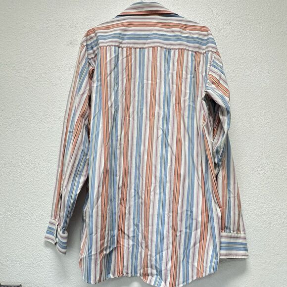 Scott Barber Shirt XXL Cotton Striped Blue Orange Long Sleeve Button - Picture 5 of 6